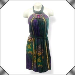 ONE SEPTEMBER A-line Beaded Halter Tie Dress - XS